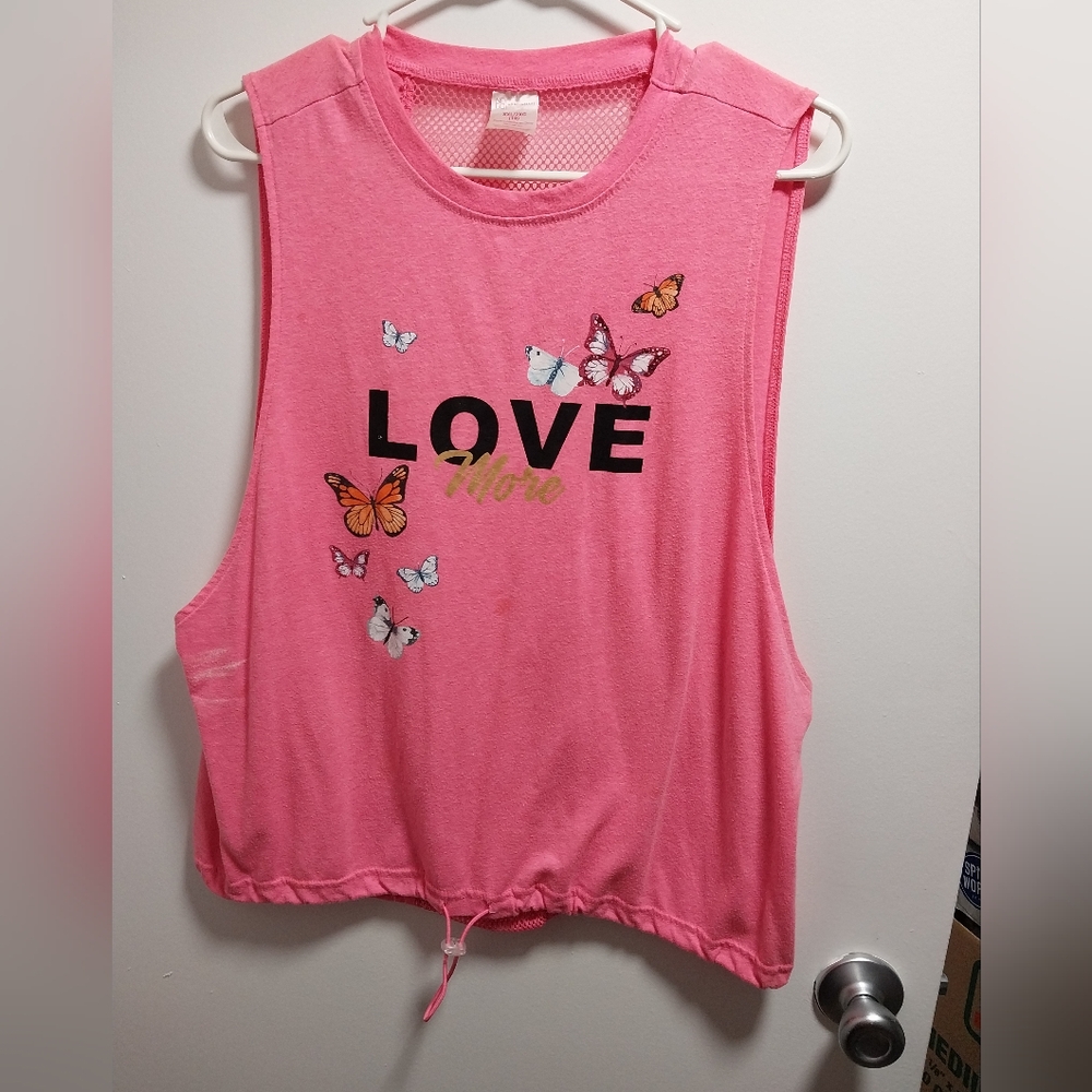 Pink Sleeveless Top with Butterfly Print